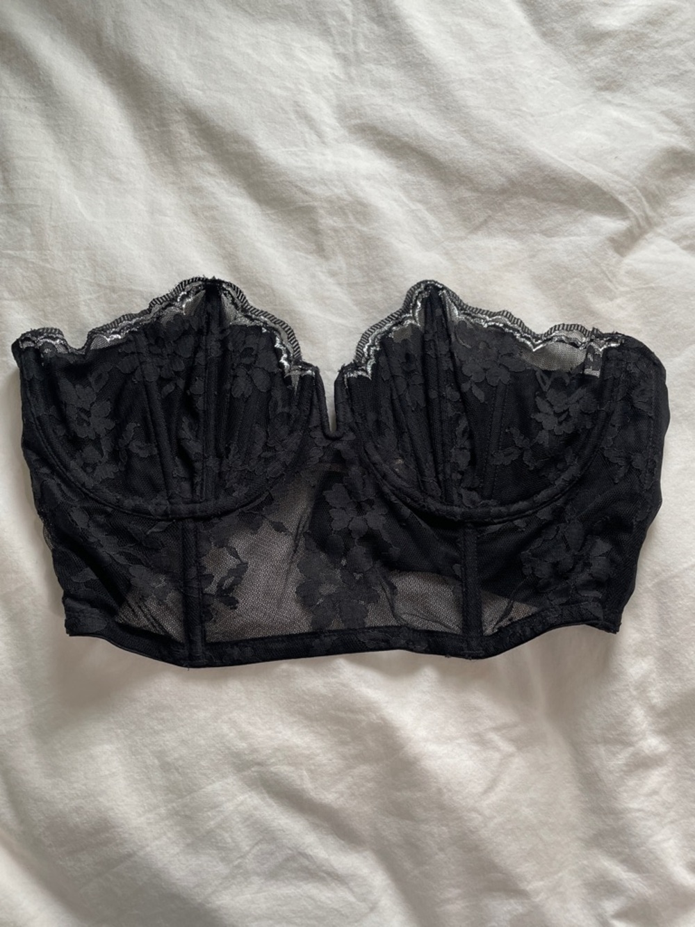 Victoria's Secret Black Lace dream angels Strapless Bustier